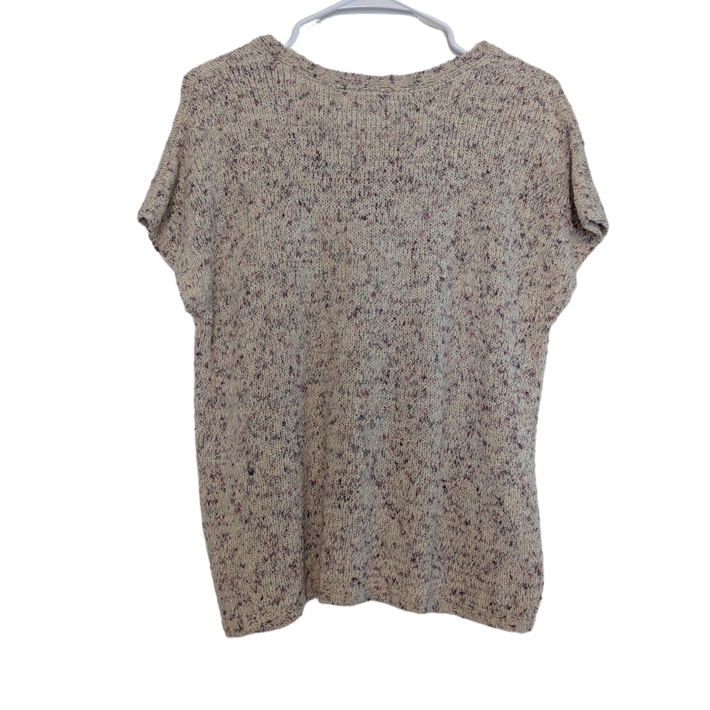 Pure Jill Short Sleeve Knit Sweater Womens MP Beige Speckled Minimalist Soft - Picture 4 of 11